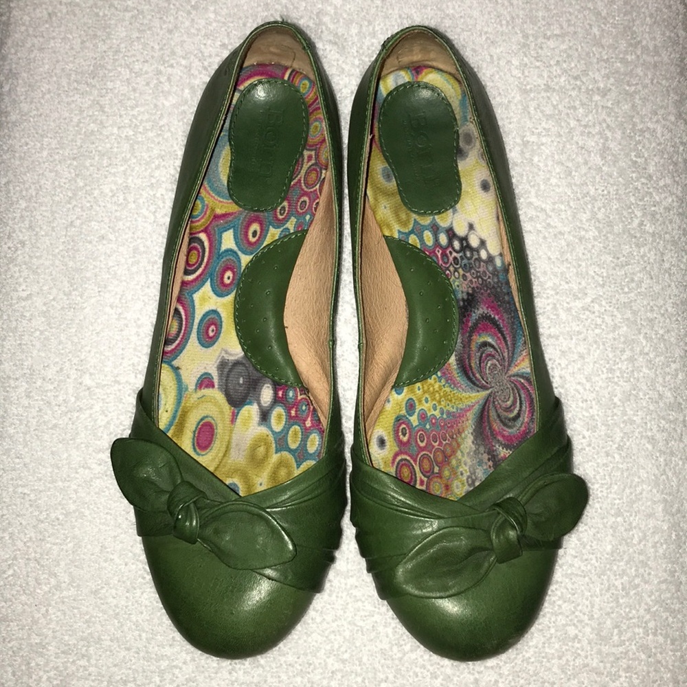 Born ballet flats - Green, Size 11, Leather